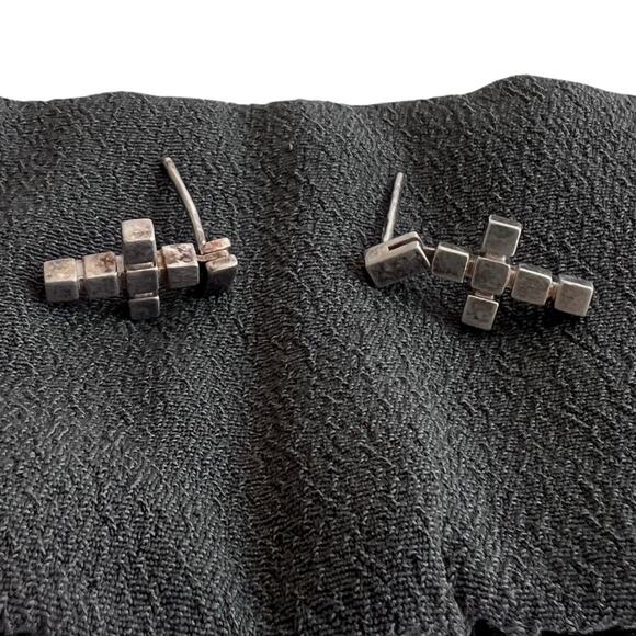 Emporio Armani Silver Block Cross Drop Earrings for Pierced Ears - Picture 7 of 7